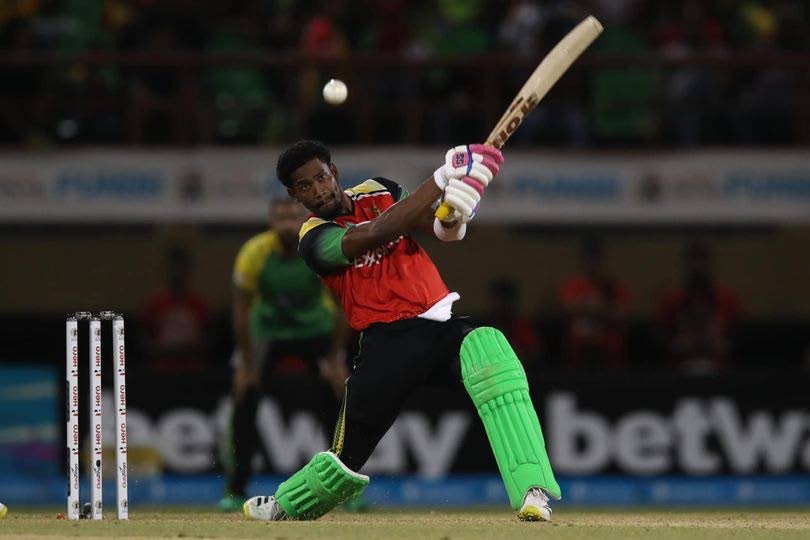 Keemo Paul of the Guyana Amazon Warriors slashes a ball through the off-side during the Hero Caribbean Premier League second qualifier against the Jamaica Tallawahs at the Providence Stadium, Guyana on Wednesday. 