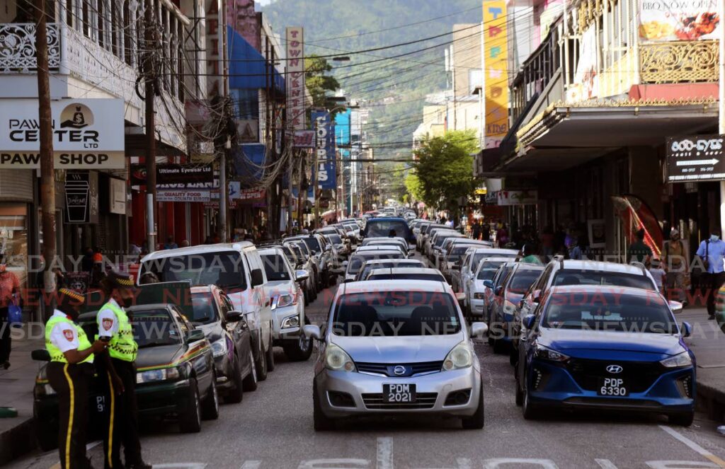 Traffic jam on Frederick Street, Port of Spain. - Photo by Sureash Cholai