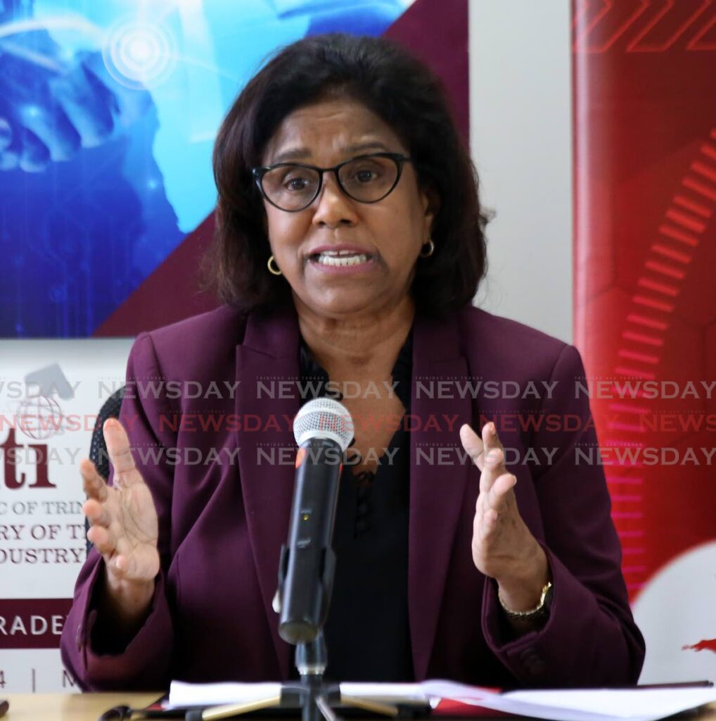 Trade and Industry Minister Paula Gopee-Scoon says the trade surplus is up from $11 billion to $34 billion. File photo/Sureash Cholai