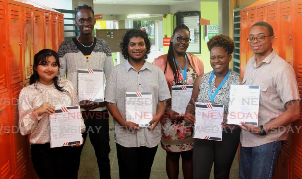 From left,  Reseda Ramkhelawan, Andrzej John, Dylan Kalloo, Sarah Lynch, Fana Wiggins and Marlon Lazarus, members of the UWI Guild of Students at the University of the West Indies, St Augustine last month. - ROGER JACOB