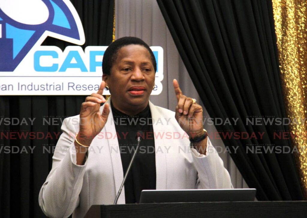 Minister of Planning and Development Pennelope Beckles speaks during the Scaling and Learning workshop hosted by Caribbean Industrial Research Institute (CARIRI) at the Hyatt Regency, Wrightson Road, Port of Spain. 2022.09.28 - Photo by Ayanna Kinsale