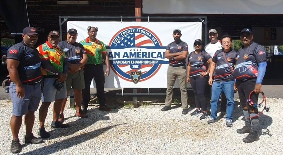 Members of the TT and Grenada teams at the IPSC Pan American Handgun Championships in Florida, US in September. PHOTO COURTESY JAESON BASCOMBE. - 