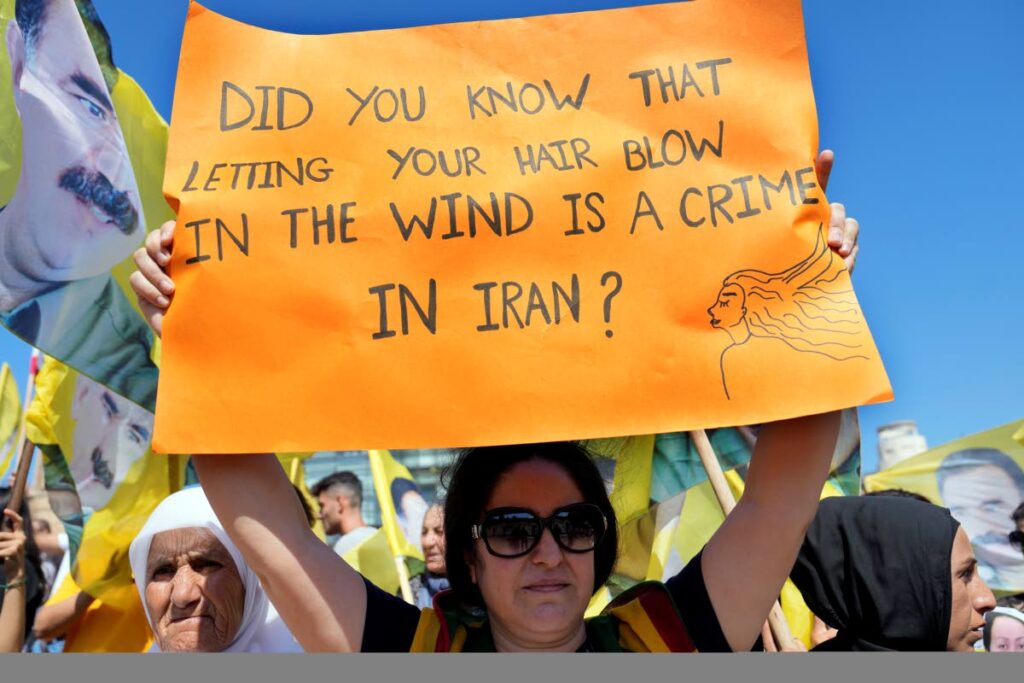 Support for women in Iran by women in Beirut, Lebanon. AP Photo - 