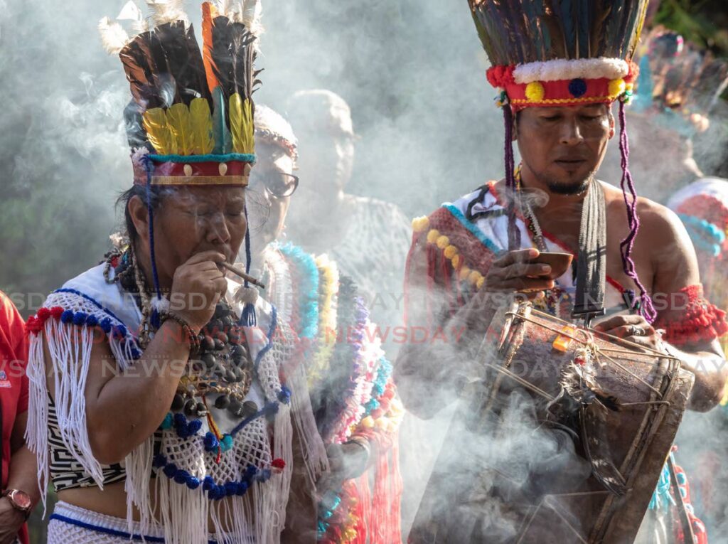 Tobacco leaves were smoked as part of the ritual during the First Peoples river ritual on October 11. - Photo by Jeff K Mayers