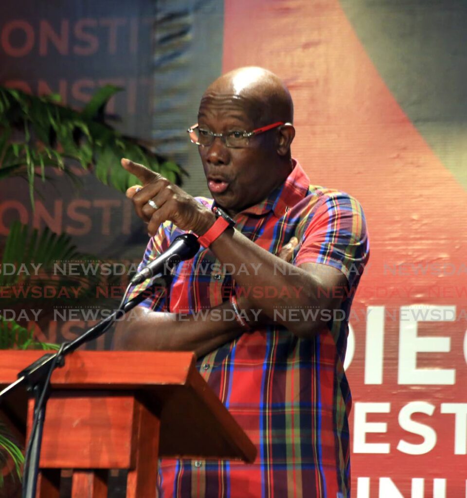 Prime Minister Dr Keith Rowley at the PNM Diego Martin West constiuency conference, Diego Martin South Commuity Centre on October 12. - SUREASH CHOLAI