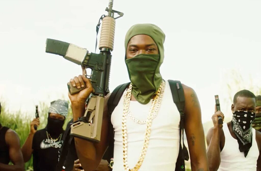 A screenshot from Jamaican artiste Skillibeng music video of Whap Whap.  