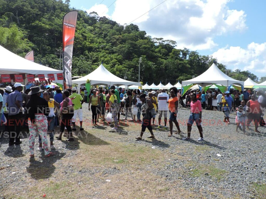 In this October 2015 file photo, patrons gather at the Blue Food Festival, at the Bloody Bay Recreation Ground. Photo by Kinnesha George