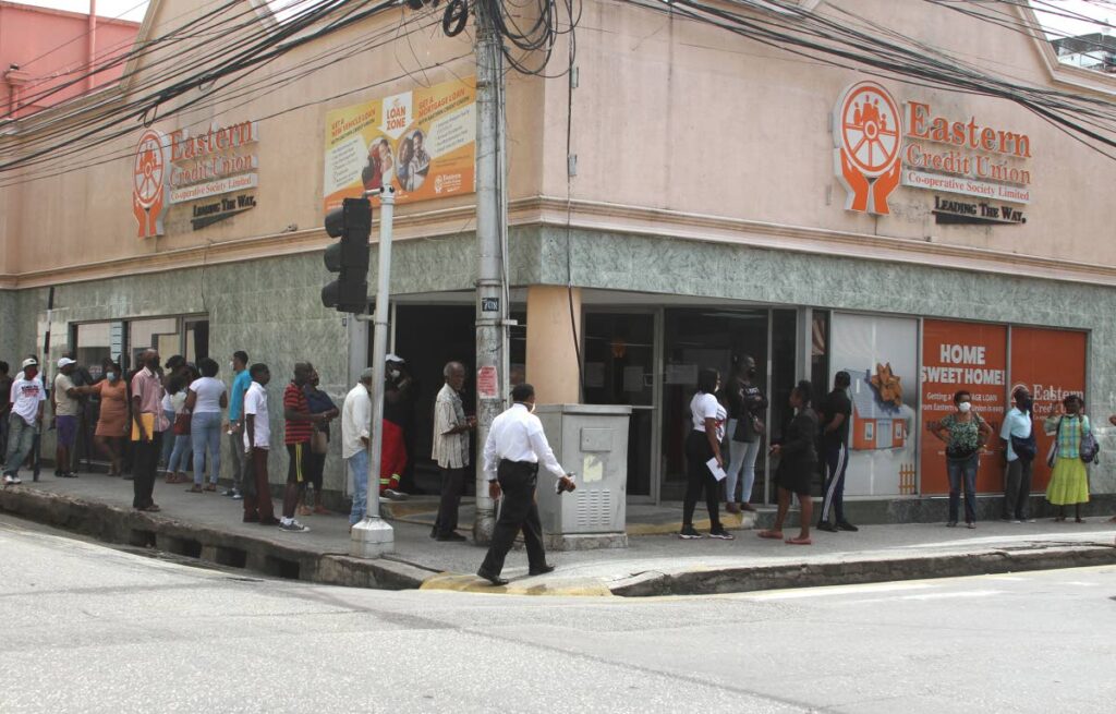 In this file photo, customers at Eastern Credit Union, Frederick Street, Port of Spain.  - 