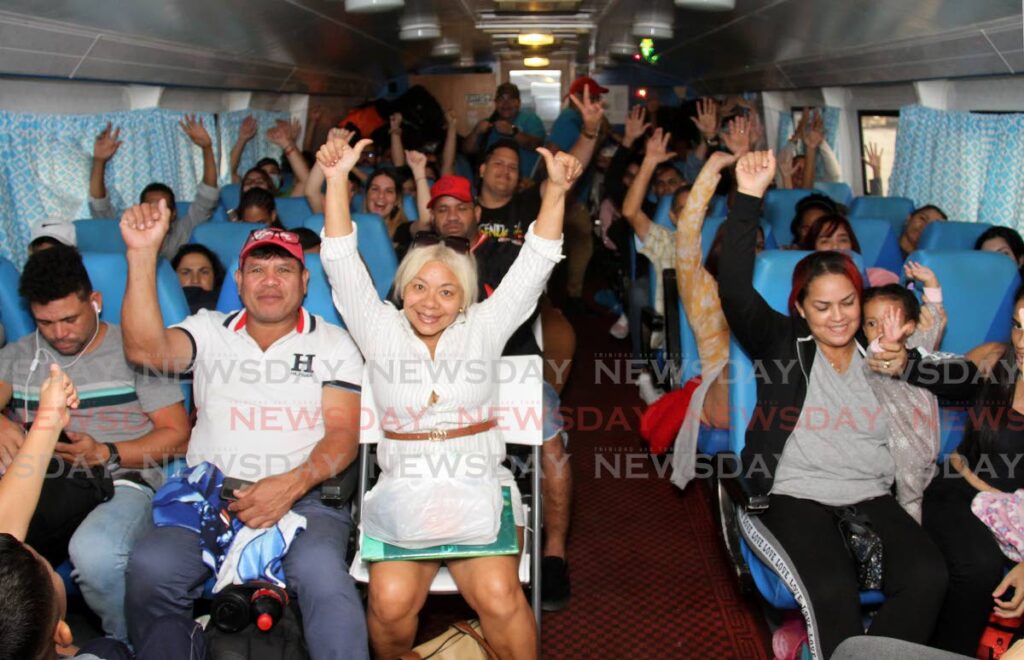 MAIN PHOTO

Passengers cheer onboard the Triniflyer before its departure from Chaguaramas to Venezuela on September 29. - AYANNA KINSALE