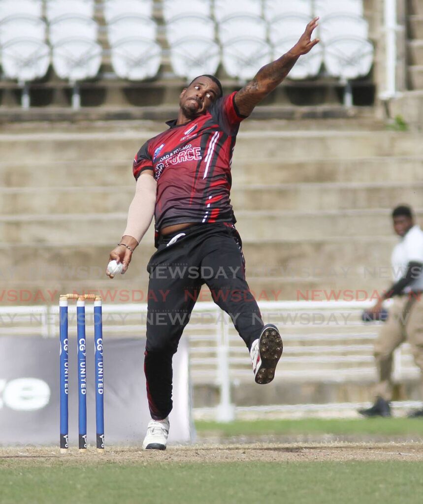 Red Force pacer Shannon Gabriel in action at the Brian Lara Cricket Academy earlier in the tournament.  - Lincoln Holder