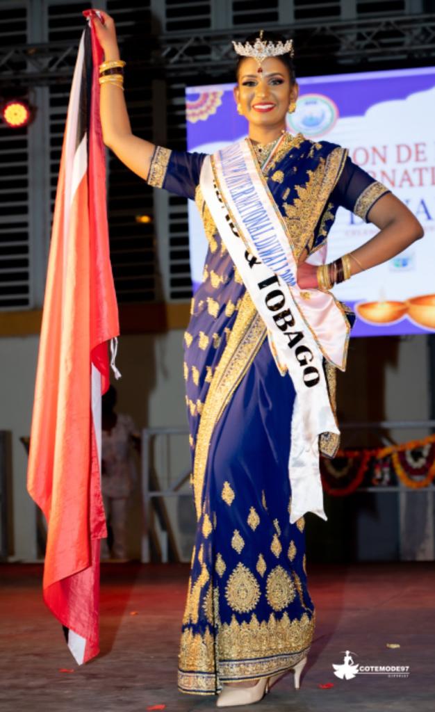  Karishma Boodram after winning the International Ambassador of Diwali 2022 title.