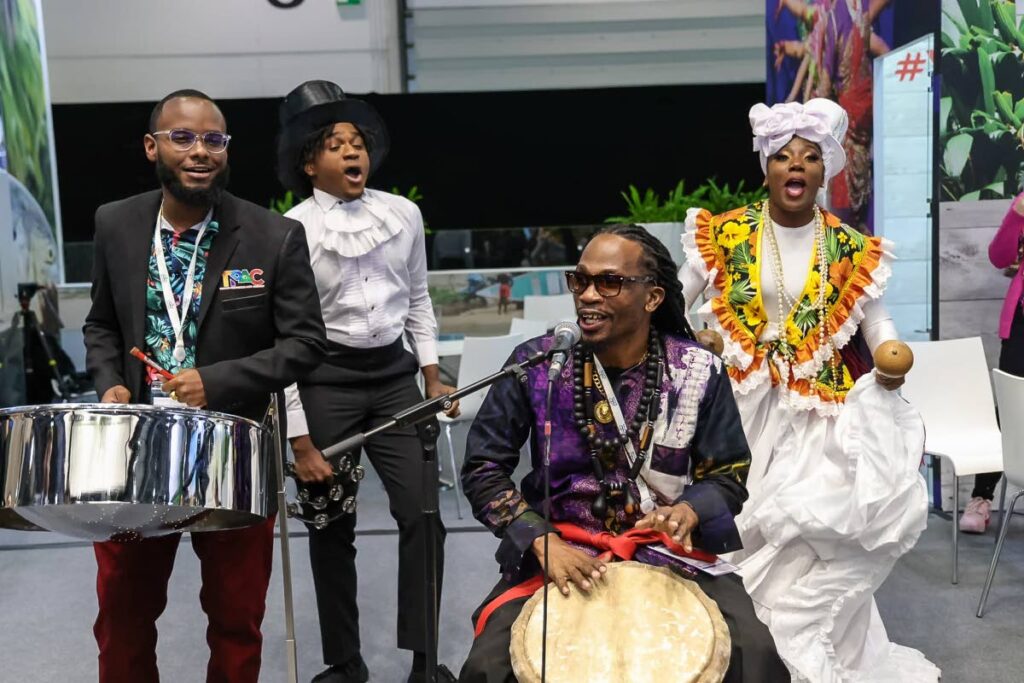 Performers give onlookers a taste of Tobago's culture at the World Travel Market 2022 in London on Monday. 
 - Photo courtesy THA