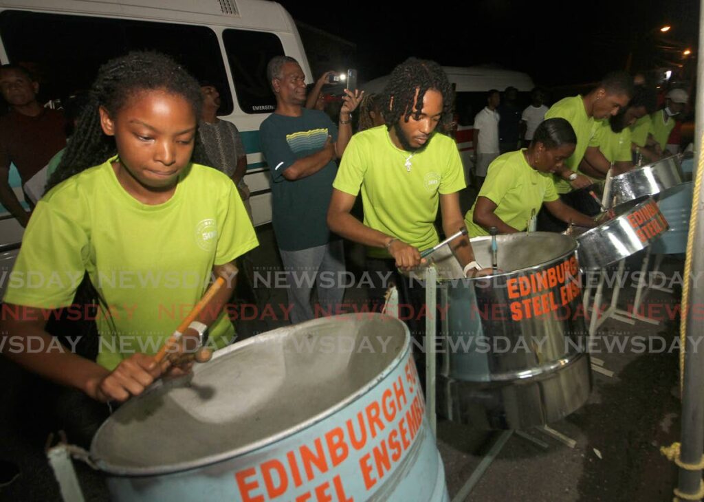 Edinburg 500 Steel Emsemble was the first single pan band to perform for judges at the start of the single pan band preliminaries for Panorama 2023, at its panyard on Lapwing Crescent, Chaguanas, on Friday night. - Photo by Angelo Marcelle