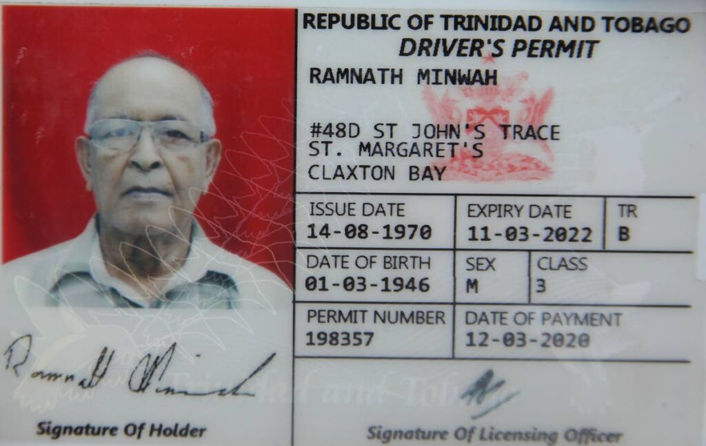 DROWNED: Driver's Permit of Ramnath Minwah.  - 