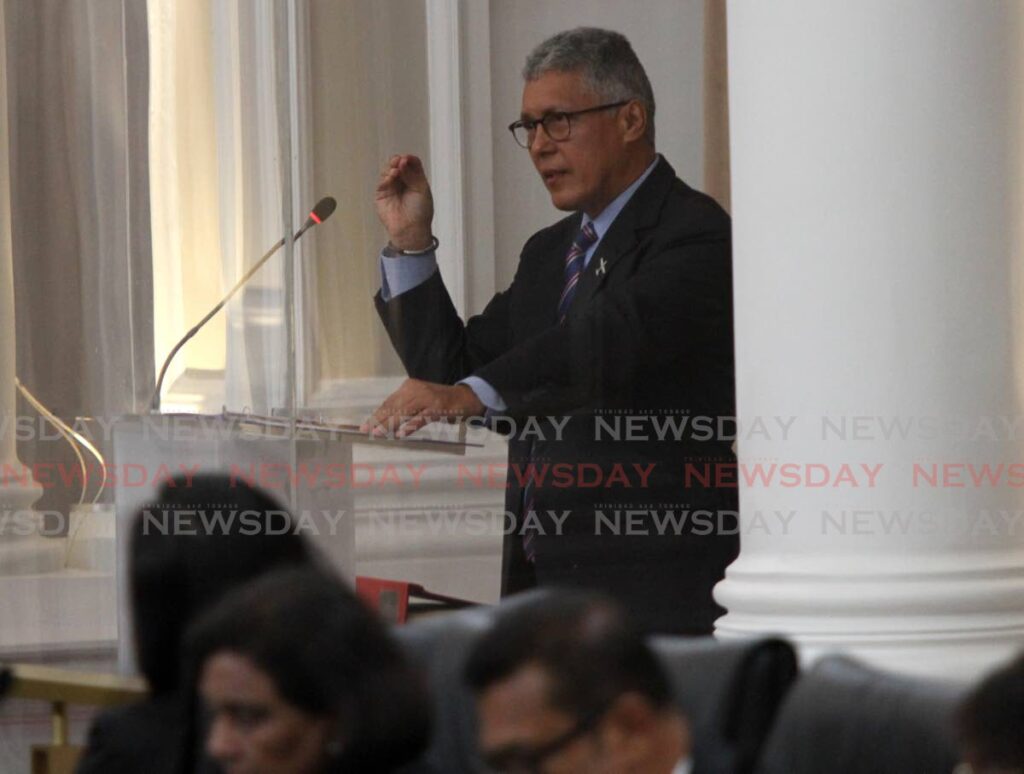 Independent senator Anthony Vieira makes his point during the the Civil Aviation Amendment Bill at senate. 2022.11.15 - Photo by Ayanna Kinsale