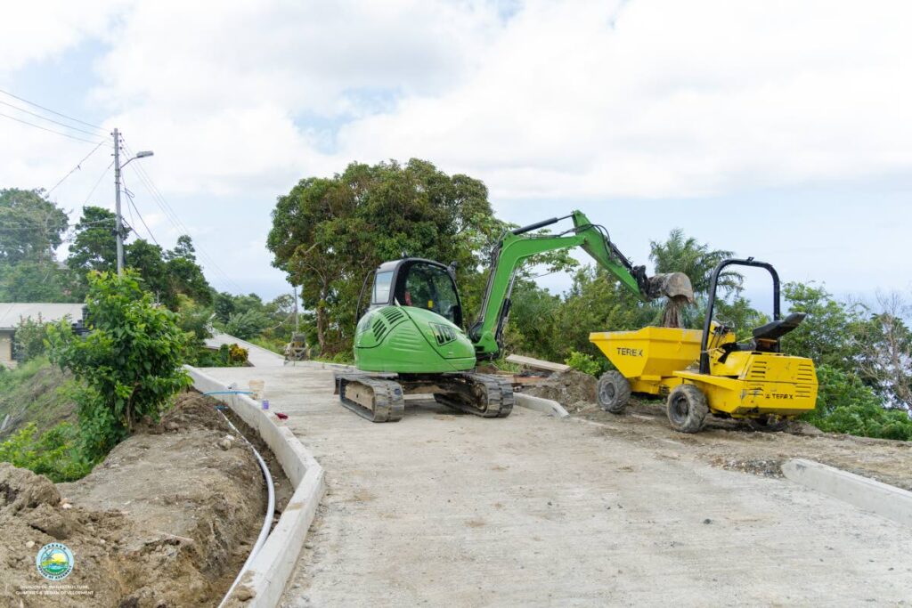 Road works ongoing by the Division of Infrastructure, Quarries and Urban Development at the King Peter's Bay road in Moriah. - 