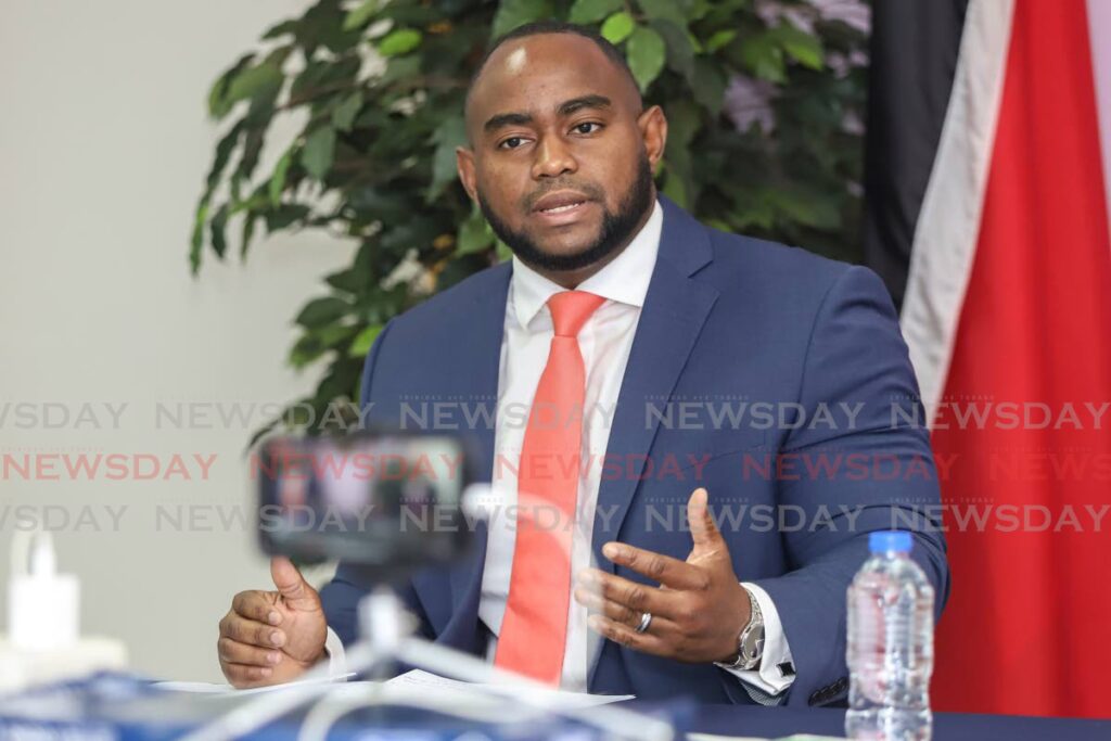 Former opposition senator Sean Sobers at Sunday's weekly media briefing at the Office of the Opposition Leader in Port of Spain. - JEFF K MAYERS