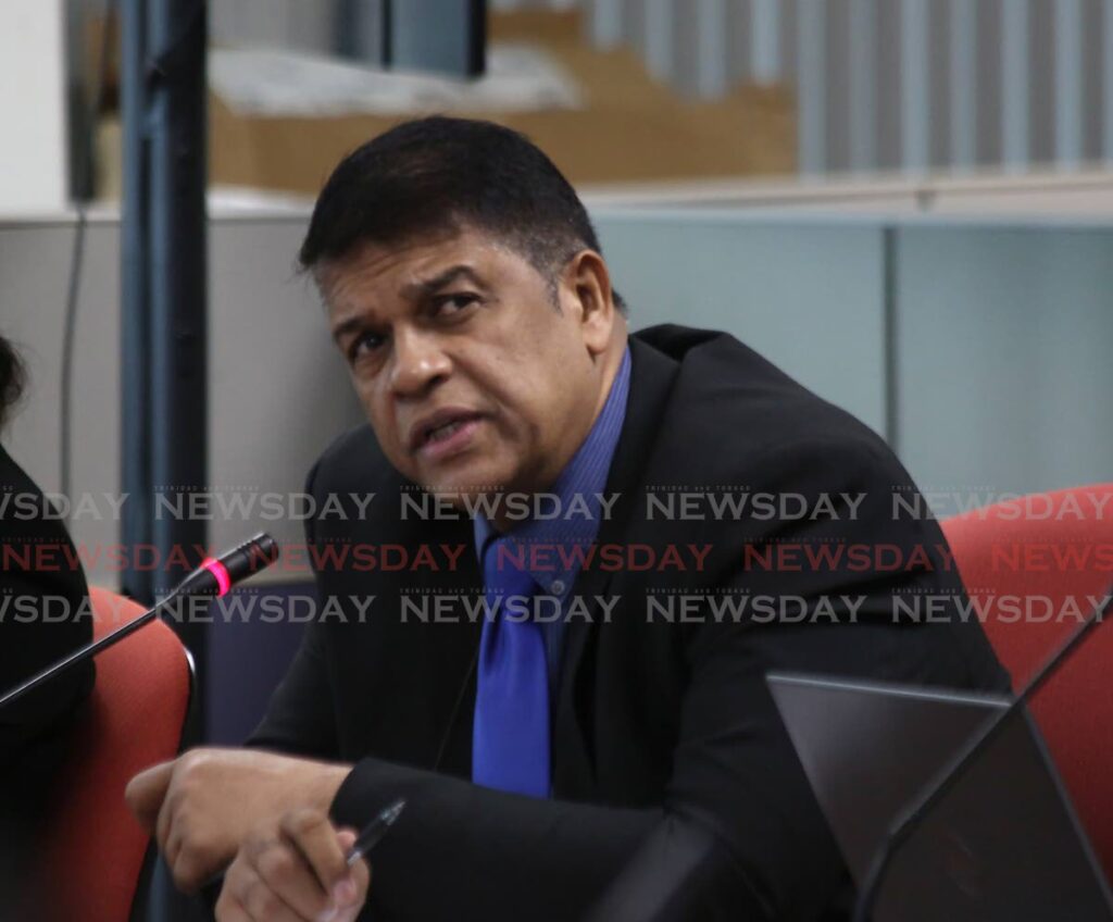 Attorney for the families of the dead divers Prakash Ramadhar who grilled Paria engineer Michael Wei at the commission of enquiry on Thursday at the International Waterfront Centre in Port of Spain. PHOTO BY SUREASH CHOLAI - 