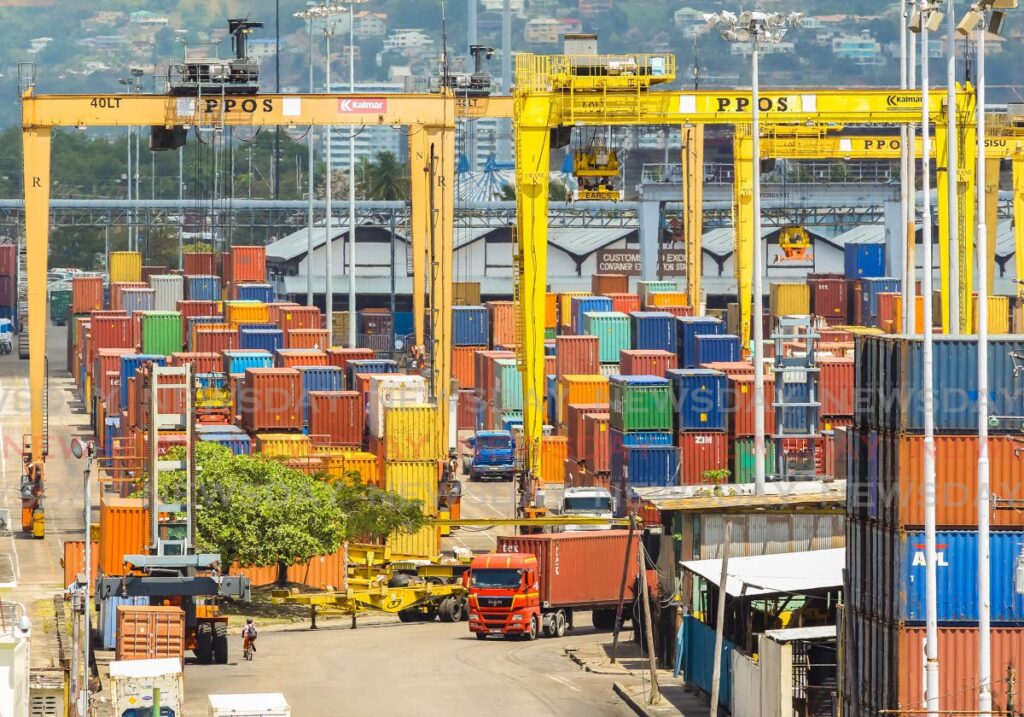 File photo of containers and cranes at the Port of Port of Spain.  File photo/Jeff K Mayers