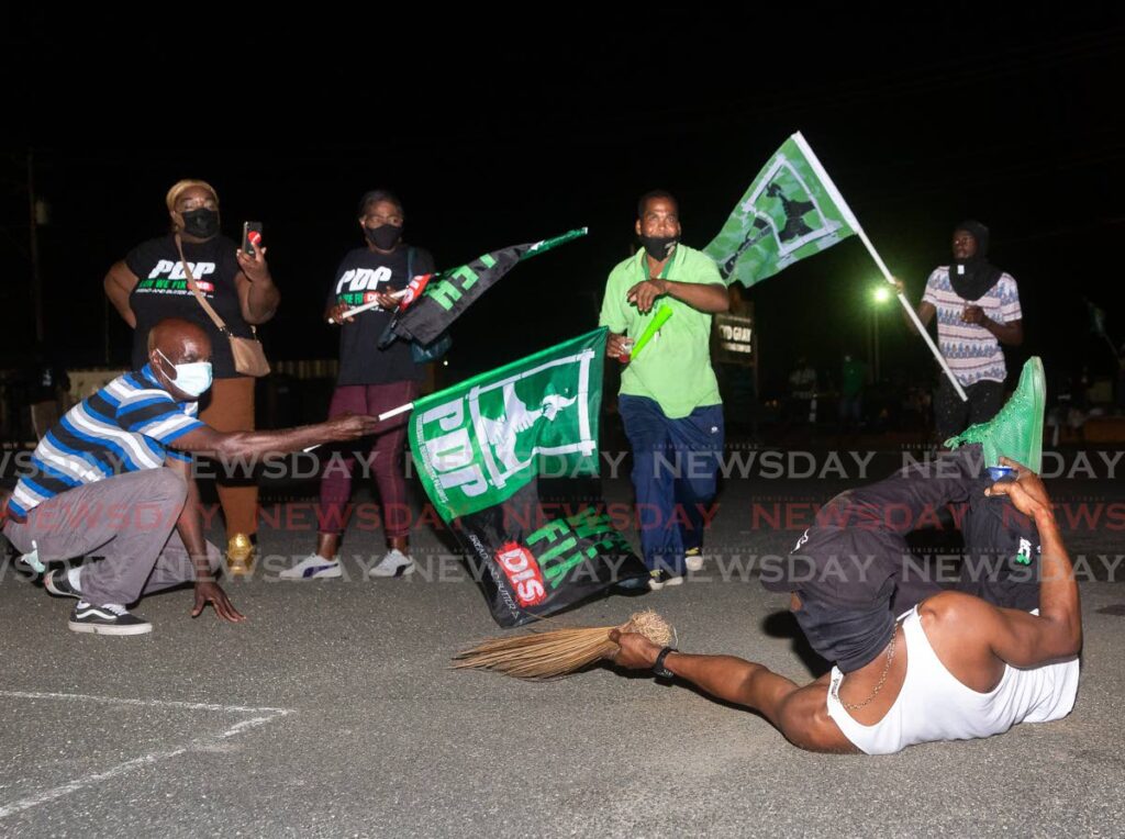 PDP supporters in euphoria after winning the THA elections on the night of December 6, 2021. FILE PHOTO/DAVID REID - 