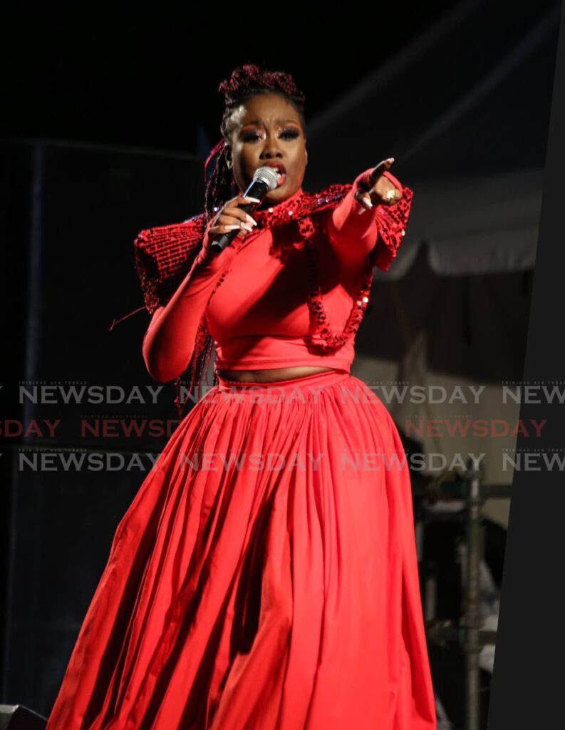 Reigning Calypso Monarch Terri Lyons performs at the Back to Basics Calypso Tent, Queen's Hall,  St Ann's on February 17, 2022. FILE PHOTO/SUREASH CHOLAI - 