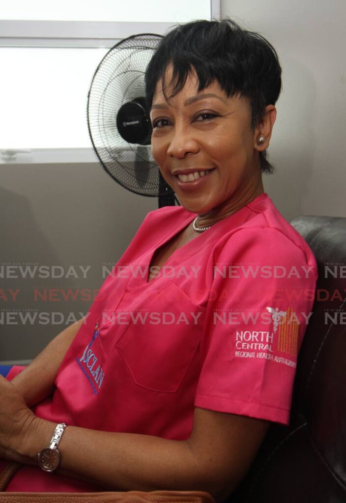 Sharon Rowley, wife of Prime Minister Dr Keith Rowley, at the NCRHA's Great Pap Smear Initiative, Mt Hope on Saturday. Photo by Angelo Marcelle