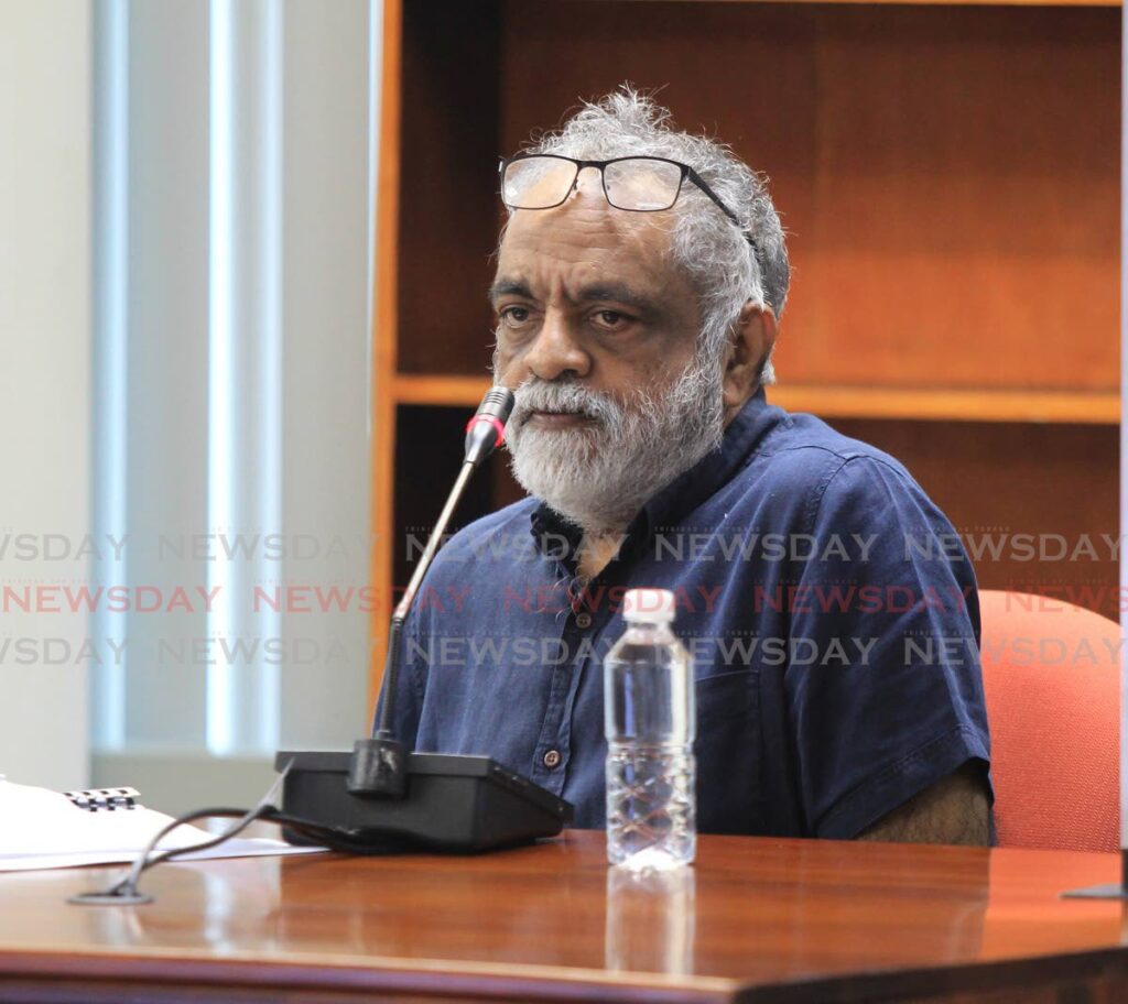 Kazim Ali, managing director of LMCS, answers questions during cross examination at the Paria Commission of Enquiry at Tower D, Waterfront, Port of Spain on Monday. - ROGER JACOB