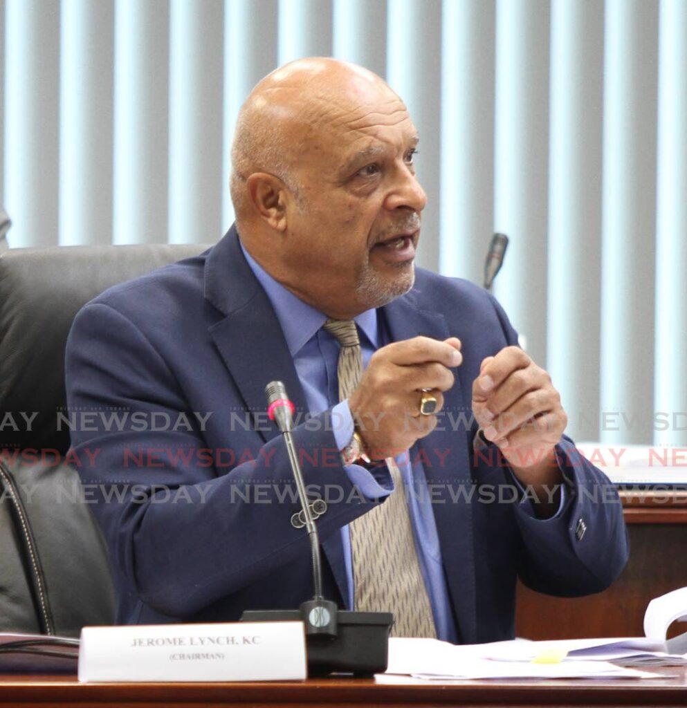 Jerome Lynch, KC, chairman of the Paria Commission of Enquiry, makes a point during the sitting on Wednesday at Tower D, Waterfront Centre, Port of Spain. Photo by Angelo Marcelle