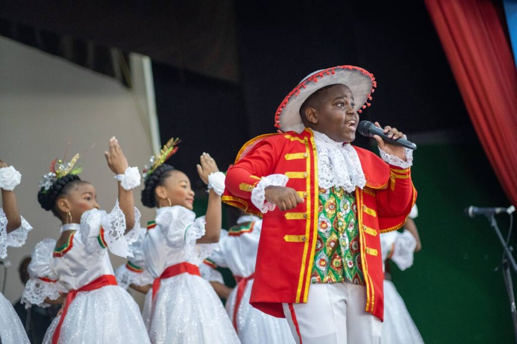 Jayvonn Murray leads Morvant Anglican Primary School to the best primary school parang band title during the National Junior Parang Competition, St Mary's College, Port of Spain on November 19. Photo by Jordon Briggs - 