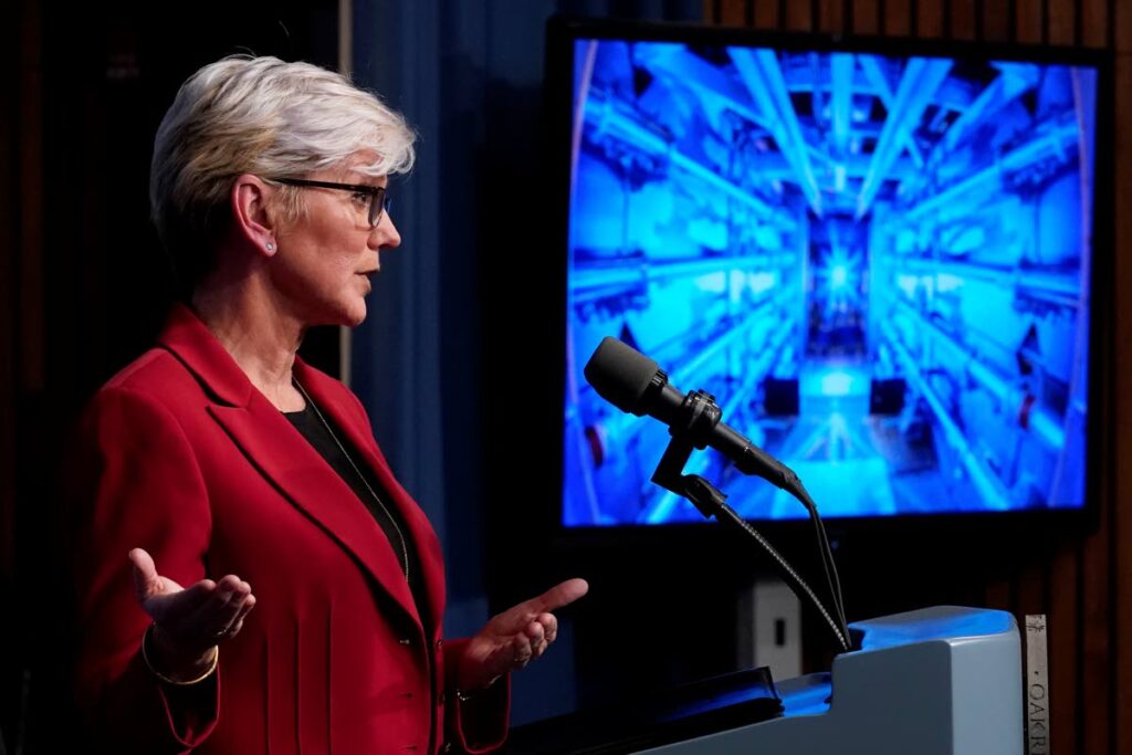 US Secretary of Energy Jennifer Granholm announces the major scientific breakthrough in fusion research that was made at the Lawrence Livermore National Laboratory in California. AP Photo - 