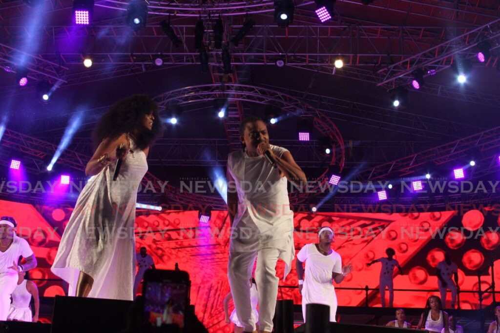 FILE PHOTO-Machel Montano performs Party Done with Angela Hunte at the final Machel Monday – The Wedding – concert, Hasely Crawford Stadium, Port of Spain in February 2020. 