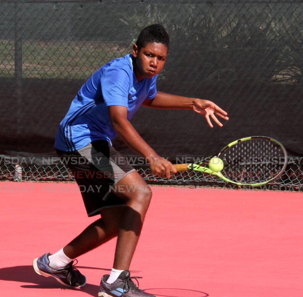 In this December 17, 2020 file photo, Yeshowah Campbell-Smith competes in the Boys 12 Singles Division 1 final during the RBC Junior Tennis Tournament, at Country Club, Maraval. - Angelo Marcelle