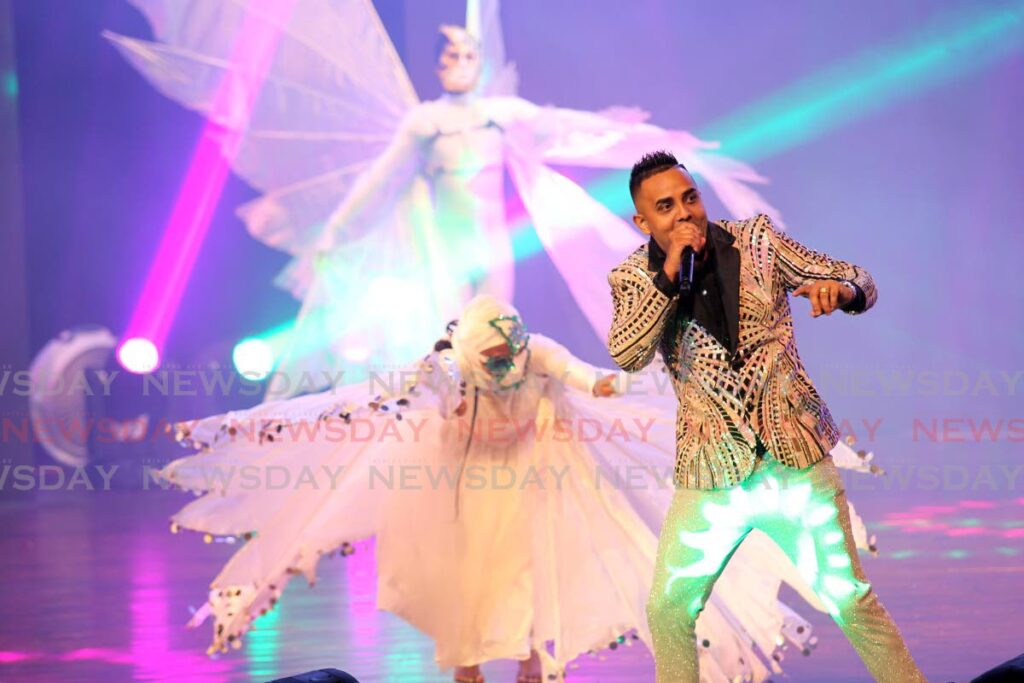  Imran "GI" Beharry performs during the virtual Chutney Soca Monarch finals held at the Southern Academy for the Performing Arts, San Fernando on February 13, 2021. Beharry scored a back-to-back victory that night.