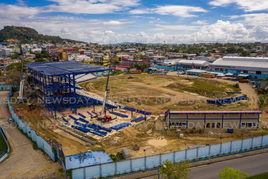 FILE: An aerial image of Skinner Park taken on March 17, 2021 of redevelopment work at t he multi-purpose venue located in San Fernando. - Jeff K Mayers