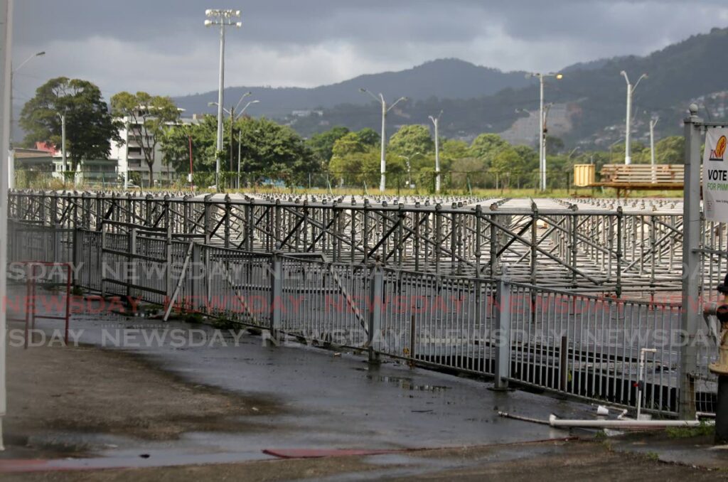 In this file photo, the scaffolding base for the big stage in front of the grand stand of the Queen's Park Savannah as part of the preparation for what is being dubbed the 'Mother of all Carnivals'. File photo/Sureash Cholai
