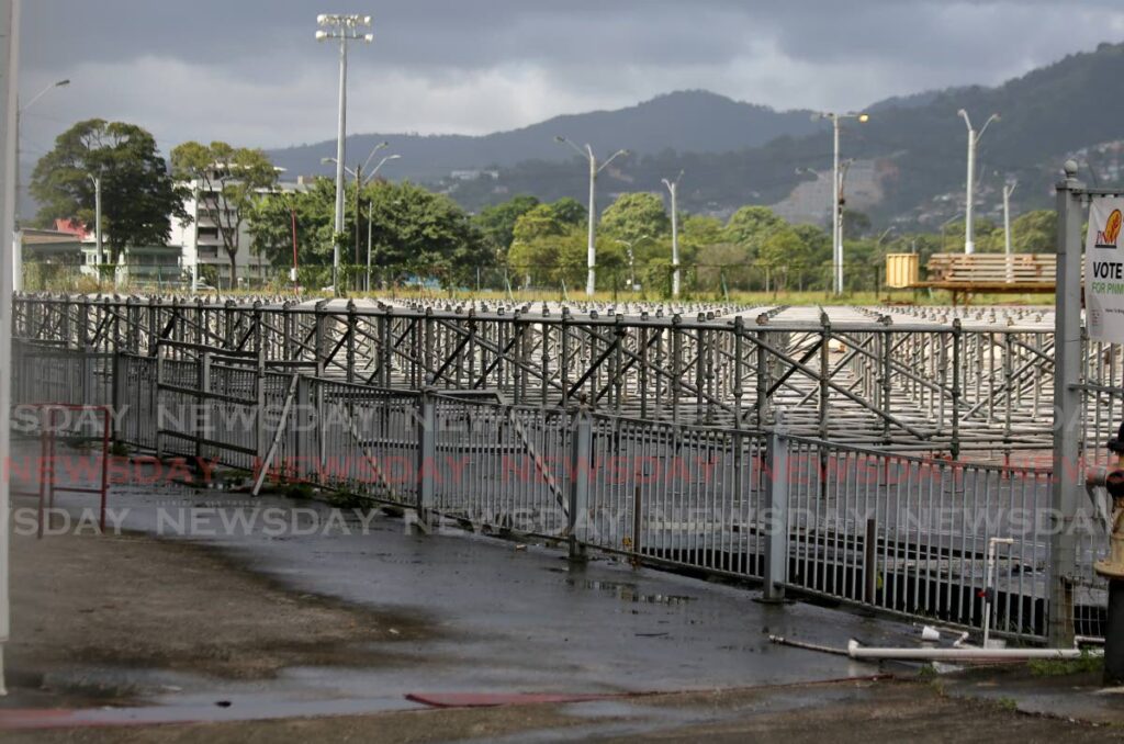 In this file photo, the scaffolding base for the big stage in front of the grand stand of the Queen's Park Savannah is ready for the stage top as  preparations conitnue for what is being dubbed the 'Mother of all Carnivals.' - Photo by Sureash Choal