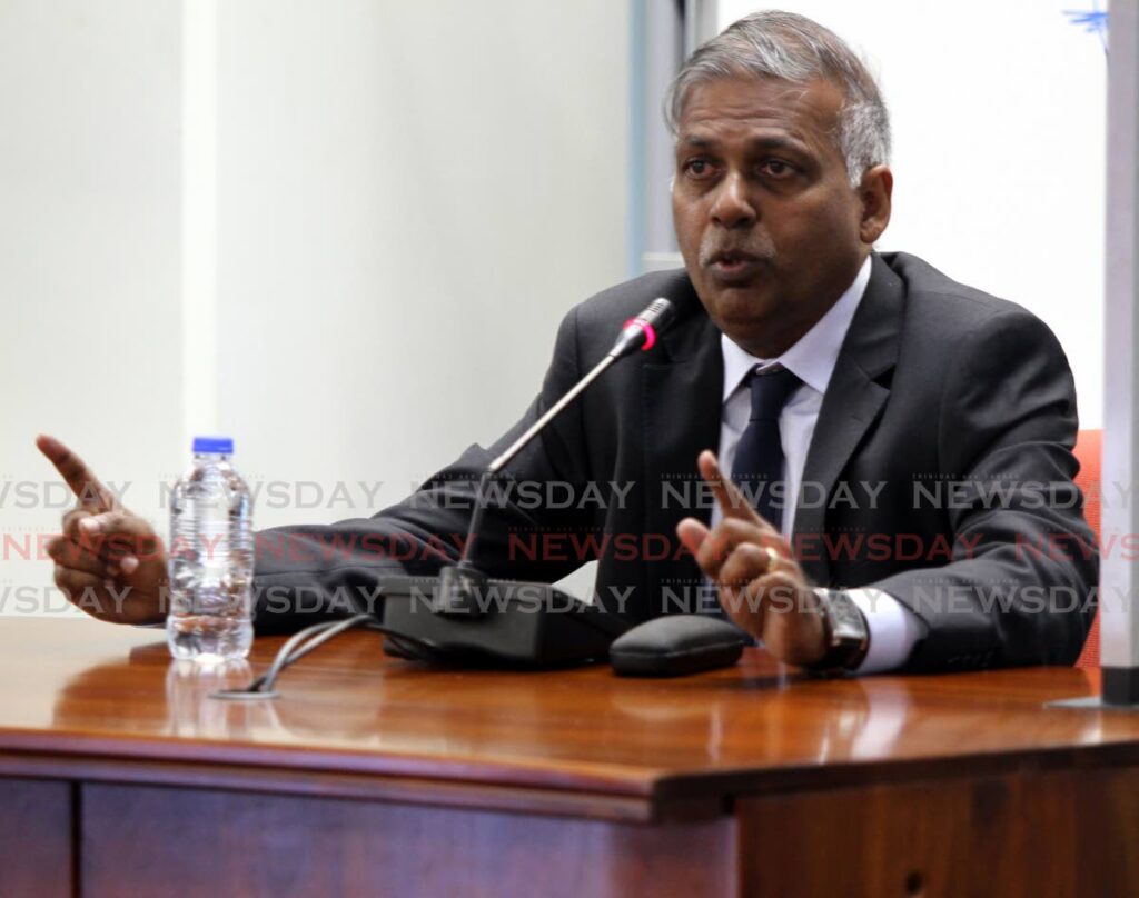 Paria Fuel Trading Company Ltd's terminal and trading manager Mushtaq Mohammed as he was questioned during the resumption of the diving tragedy commission of enquiry on Wednesday at the International Waterfront Centre, Port of Spain. Photo by Angelo Marcelle