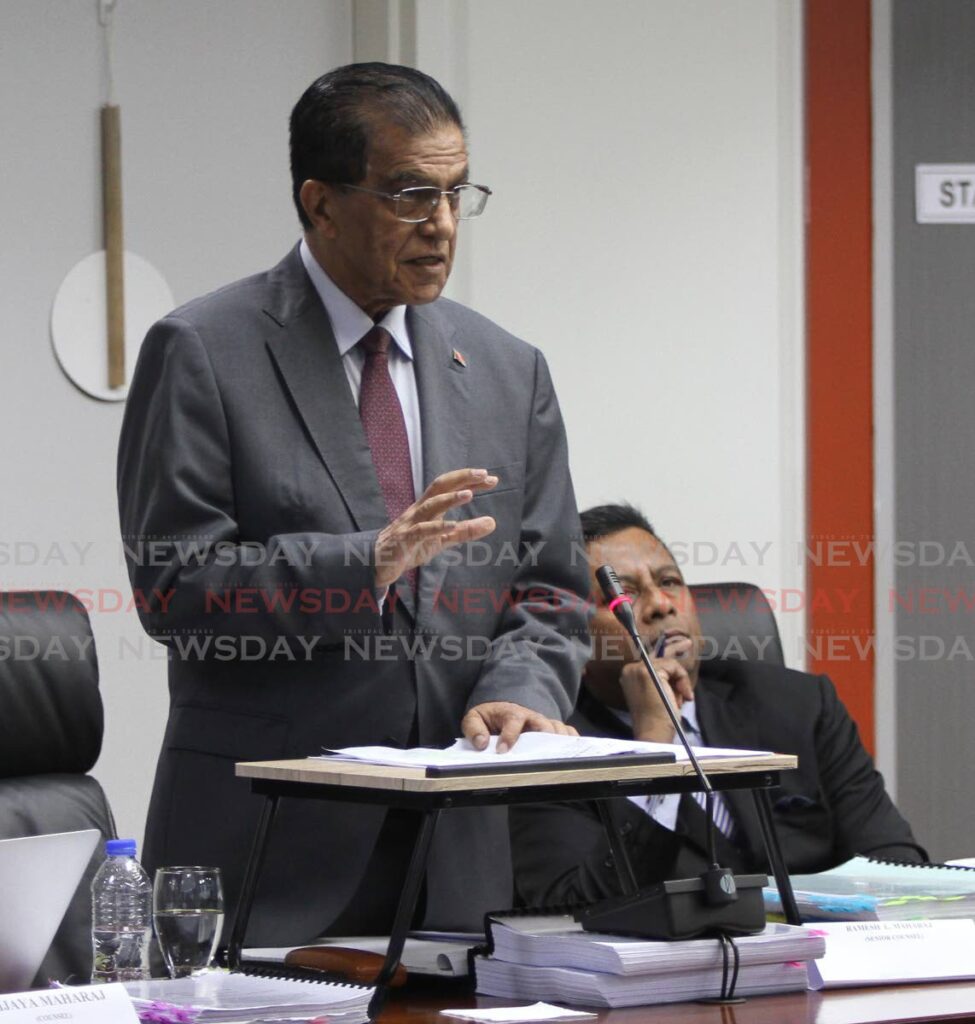 Counsel to the Paria diving tragedy commission of enquiry Ramesh Lawrence Maharaj, SC, asks a question during the resumption of the hearings on Wednesday at the International Waterfront Centre, Port of Spain. PHOTO BY ANGELO MARCELLE - 