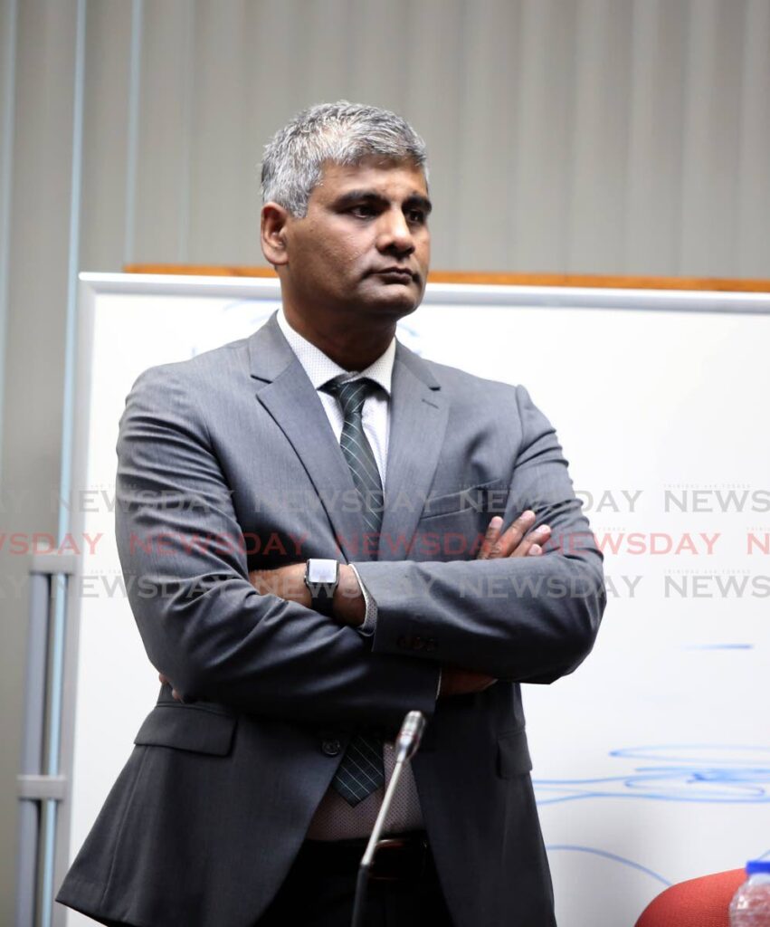 Paria Fuel Trading Company Ltd's HSE manager Randolph Archibald on Thursday at the ongoing commission of enquiry at the International Waterfront Centre, Port of Spain. Photo by Sureash Cholai