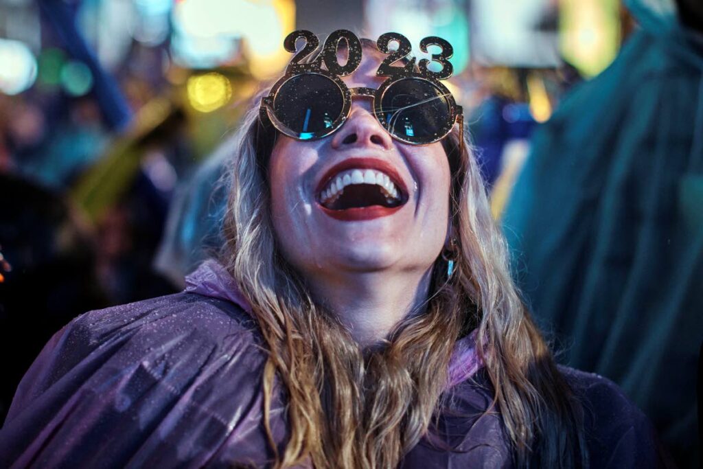 A reveller during New Year’s celebrations in Times Square, New York. AP Photo - 