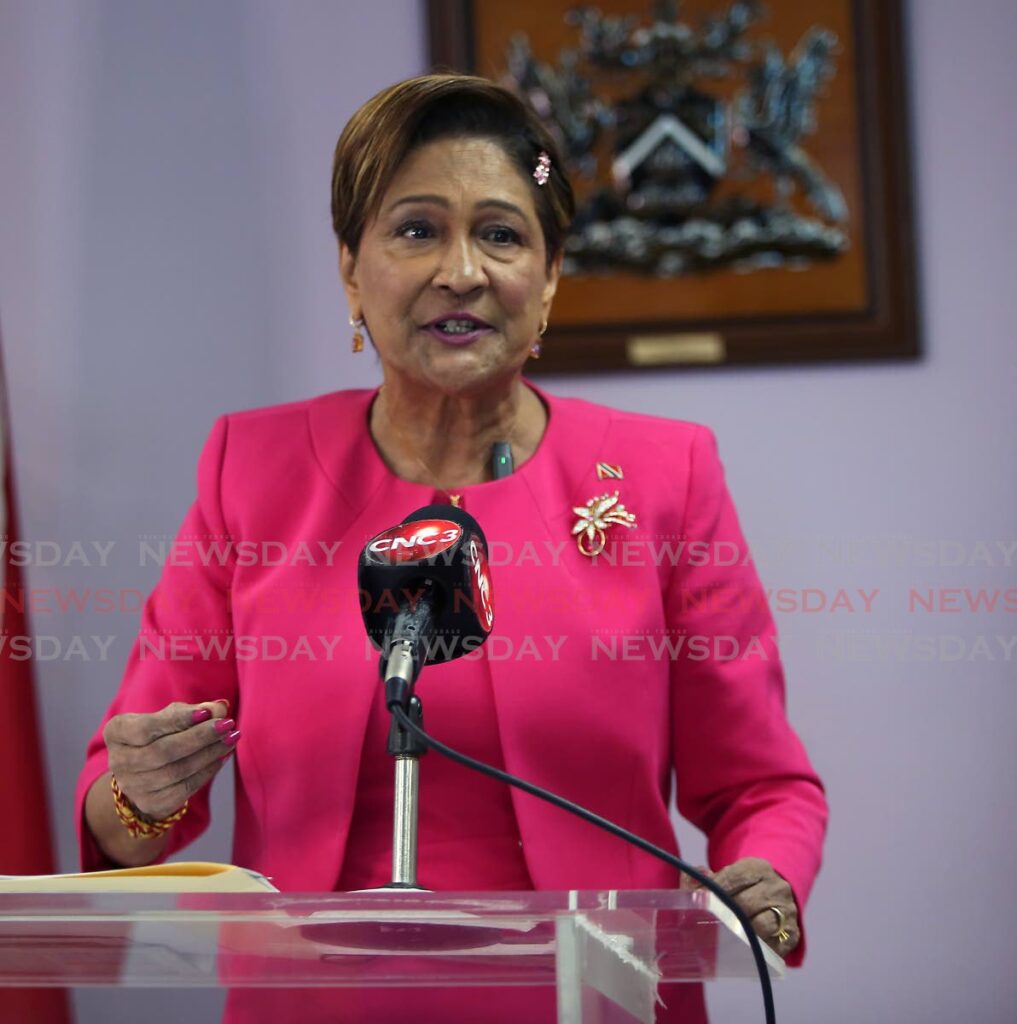 Opposition Leader Kamla Persad-Bissessar at her office on Charles Street, Port of Spain. Photo by Sureash Cholai