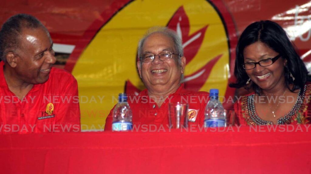 REMEMBER WHEN: This 2007 file photo shows former prime minister Patrick Manning, left, (deceased), former minister in the office of the PM, Dr Lenny Saith with then PNM MP Christine Kangaloo, on the political hustings. Kangaloo, now Senate President, is poised to become the country's next President.  File photo