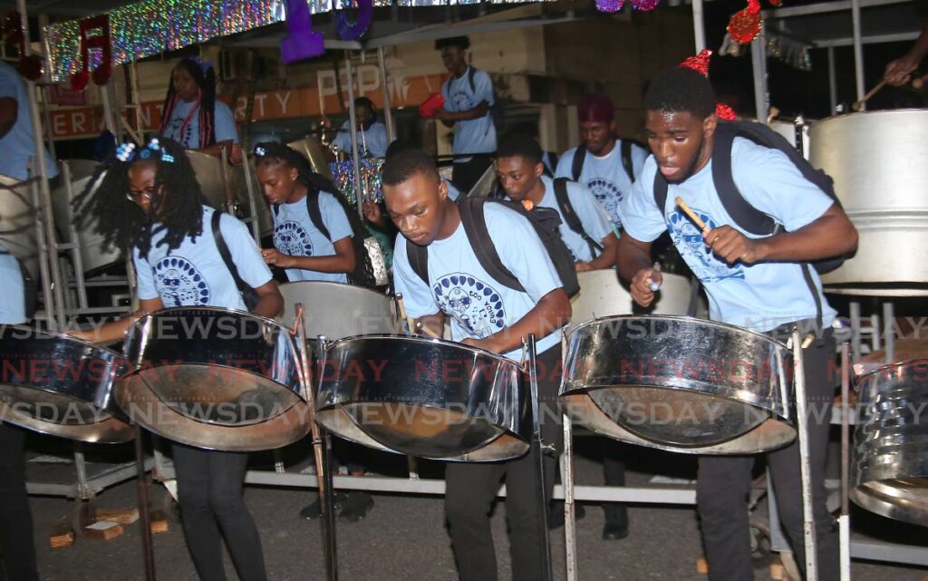 Members of St Margaret's Super Stars steelband perform during the semifinal of the Panorama small conventional bands competition on Saturday. - SUREASH CHOLAI