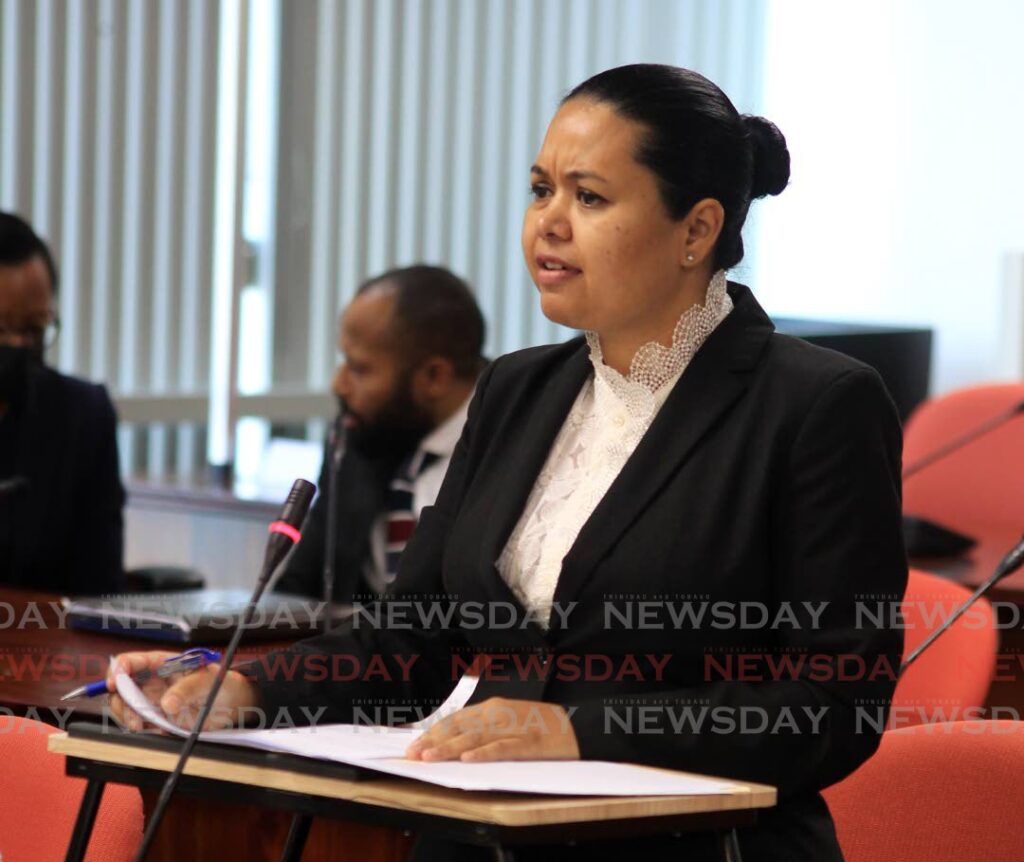 Attorney Kamini Persaud-Maraj delivers her closing statements on behalf of LMCS Energy Services Company at the Commission of Enquiry into the Paria Diving Tragedy at the International Waterfront Complex, Port of Spain, on Thursday. - ROGER JACOB