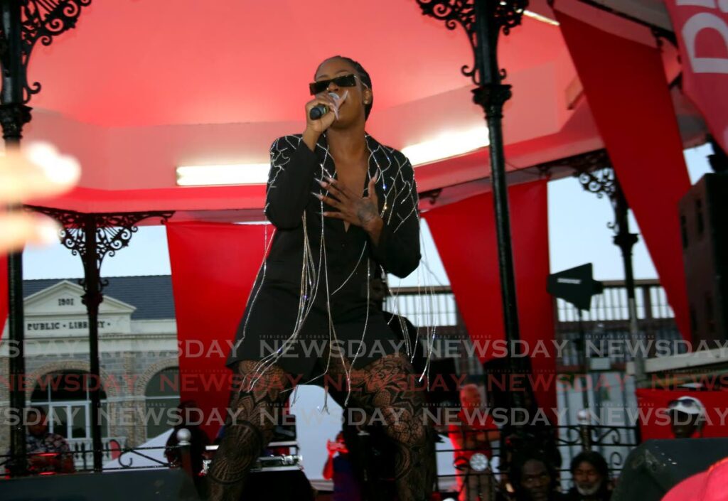 File photo: Soca diva Fay Ann Lyons-Alvarez seen in this photo performing at Woodford Square in Port of Spain on January 13, says the cancellation of the International Soca Monarch is a symptom of more serious ailments in the Carnival.