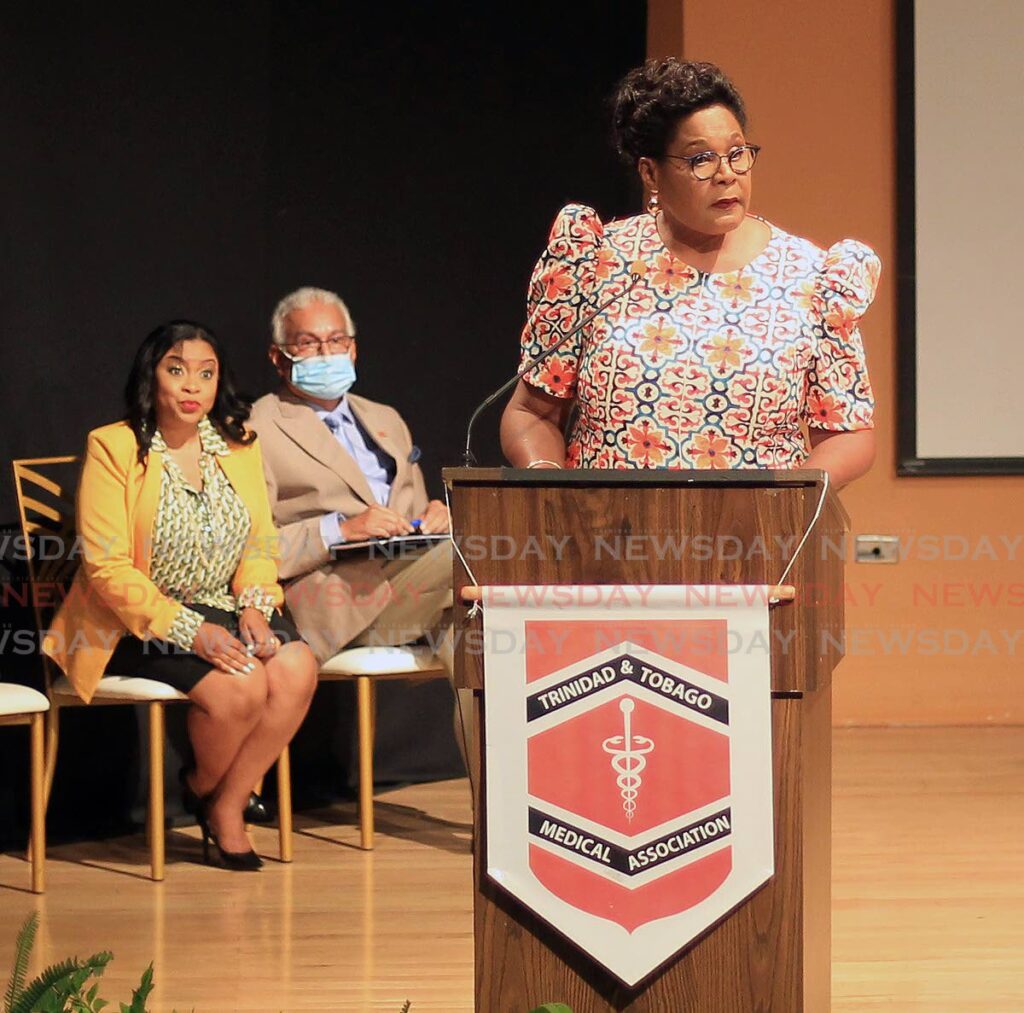 President Paula-Mae Weekes speaks at Learning Resource Centre, UWI, St Augustine campus on Saturday. - ROGER JACOB