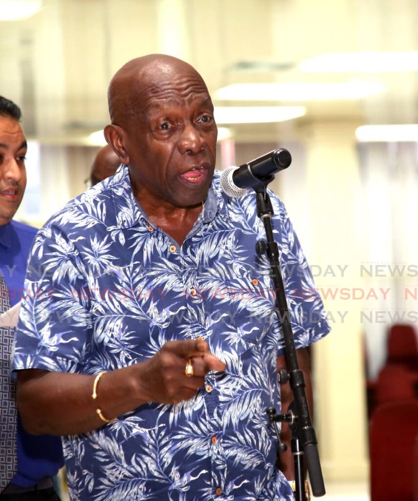 JACK'S BACK: Former MP and government minister Jack Warner speaks on Tuesday at the RIC's public consultation on its proposed electricity rate increases. The consultation was held at the Centre of Excellence in Macoya. PHOTO BY SUREASH CHOLAI - 