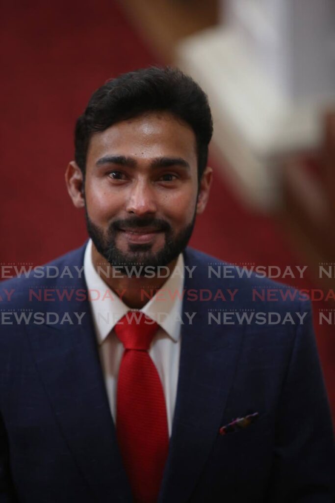 New Government senator Richie Sookhai after he was sworn in at the Red House on Wednesday. - Photo by Sureash Cholai