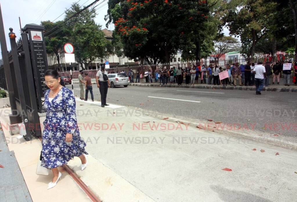 Chaguanas East MP Vandana Mohit enters the Red House to attend a sitting of the Electoral College after meeting protesters against the nomination of Christine Kangaloo for President on January 20. Kangaloo was later elected to the post. File photo/Angelo Marcelle