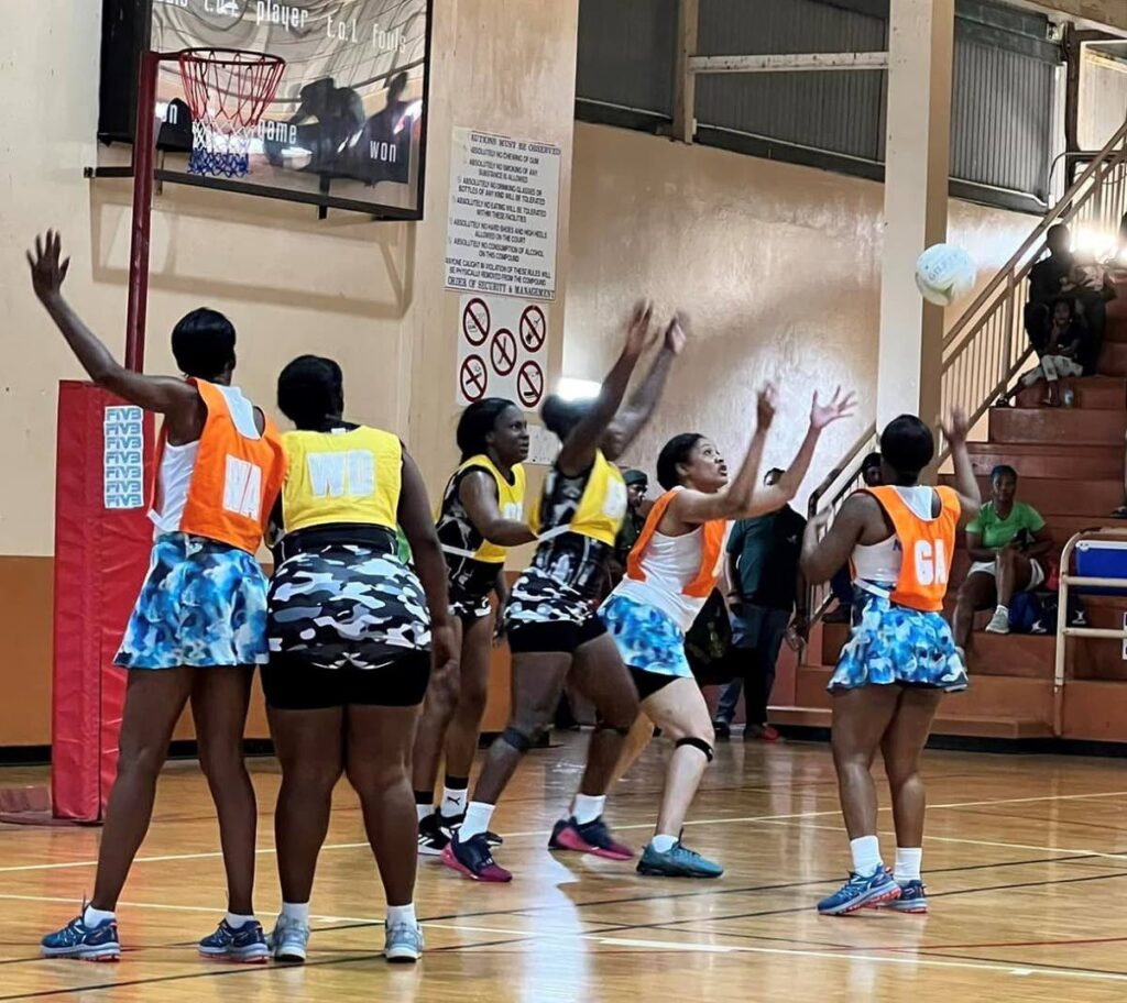 Action in the Courts All Sectors Netball League at the Eastern Regional Indoor Sports Arena, Tacarigua. Photo courtesy Courts All Sector Netball